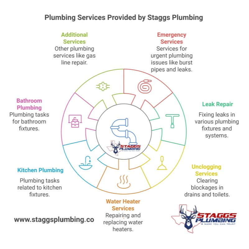 Staggs Plumbing has been serving the Dallas Fort Worth metroplex for over 35 years, and provides comprehensive plumbing services, offering 24/7 emergency response for urgent issues like overflowing toilets, burst pipes, major leaks, and frozen pipe treatment. Their leak repair services cover everything from hidden slab leaks to dripping faucets, water pipes, outdoor spigots, and sewer pipes, utilizing advanced leak detection techniques. They specialize in unclogging and clean-out services for drains, toilets, and sewer lines to prevent backups and eliminate odors. The company handles all aspects of water heater services, including repairs and replacements for both traditional and tankless systems, ensuring reliable hot water supply. Their kitchen plumbing expertise encompasses sink repairs, garbage disposal maintenance, instant hot water installation, and dishwasher services. In bathrooms, they manage sink and toilet repairs, shower maintenance, and instant hot water systems. Additionally, Staggs Plumbing offers specialized services such as gas line repair and installation, comprehensive piping and repiping work, and water softener installation to improve water quality. They maintain fully-stocked service trucks throughout the area to provide prompt, efficient service for both residential and commercial properties.